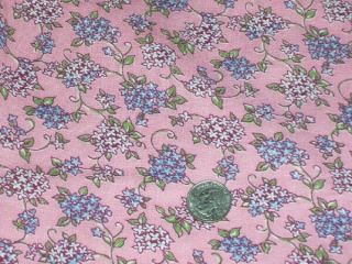 Full Vintage Feedsack: Little Blue And White Flowers On Pink