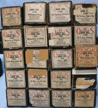 20 Vintage Autograph Player Piano Rolls Qrs In Boxes L.  Cook & Others [c]
