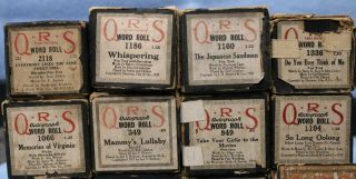 20 Vintage Autograph Player Piano Rolls QRS In Boxes L.  Cook & Others [C] 2