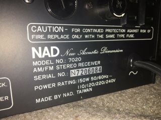 NAD Model 7020 Integrated Amplifier/Receiver 6