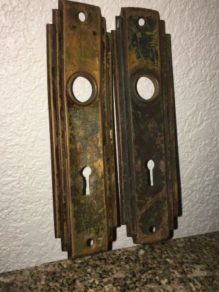 2 Vintage Skeleton Key Door Knob Back Plate’s Brass Or Copper.