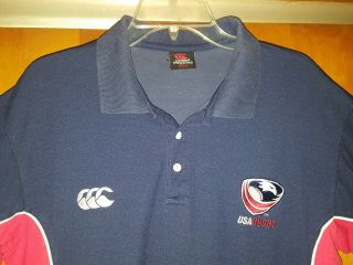Vintage Canterbury Of Zealand S/S USA Rugby Polo Shirt Men ' s Size XL VGUC 3