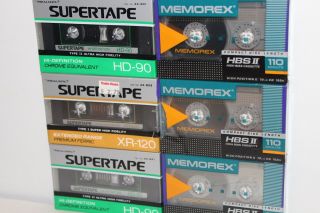 6 Supertape Chrome & Memorex Hbs Ii Vintage 80 