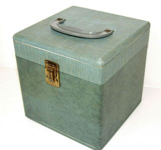 Unusual 1950s Vintage 2 - Tone 45 Rpm Record Holder Storage Box,  76 Dividers