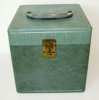 Unusual 1950s Vintage 2 - Tone 45 rpm RECORD HOLDER Storage Box,  76 DIVIDERS 2