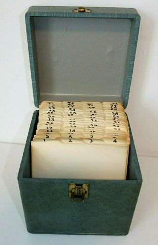 Unusual 1950s Vintage 2 - Tone 45 rpm RECORD HOLDER Storage Box,  76 DIVIDERS 3