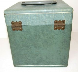 Unusual 1950s Vintage 2 - Tone 45 rpm RECORD HOLDER Storage Box,  76 DIVIDERS 6