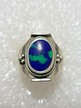 Solid Vintage Lapis Lazuli Ring Solid Silver 925 Ring Size: P P1/2