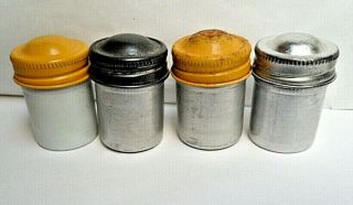 4 Vintage Metal Film Canisters Geocache