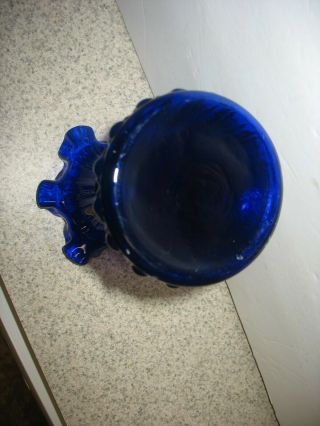 Vintage Handmade FENTON Cobalt Blue Wheat Vase Ruffled Top No Flaws 6