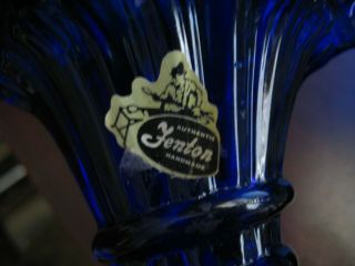 Vintage Handmade FENTON Cobalt Blue Wheat Vase Ruffled Top No Flaws 7