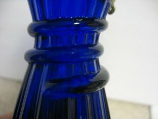 Vintage Handmade FENTON Cobalt Blue Wheat Vase Ruffled Top No Flaws 8