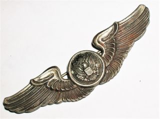 Vintage Wwii U.  S.  Air Force Pilots Wings Military Crest Eagle Emblem Pin/brooch