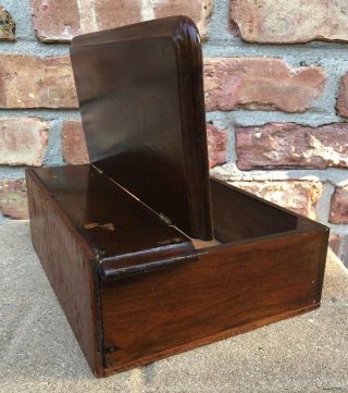Vintage Primitive Hand Made Wood Trinket Document Box Flip Top Lid