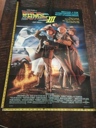Vintage 1990 Back To The Future Iii Ds Movie Theater Poster Spielberg
