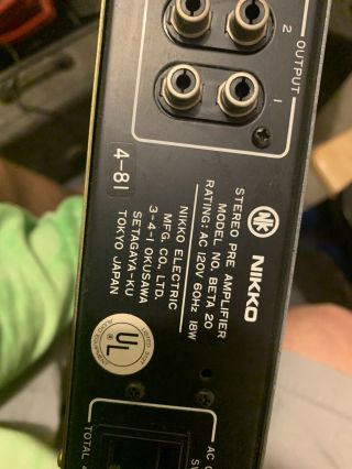 Nikko Beta 20 Pre - Amplifier Fine 7