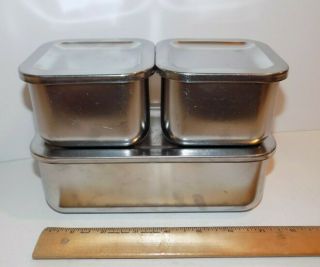 Vintage Revere Wear Stainless Steel Refrigerator Set,  Metal Storage Containers