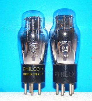 No Type 84 6z4 Philco Vintage Amplifier Radio Vacuum 2 Tubes Valves St Shape 284