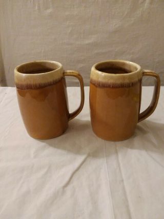 Vintage Oven Proof Usa Set Of 2 Orange Drip Stoneware Coffee Mugs/cups