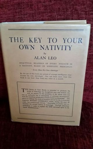 1934 Handbook.  The Key To Your Own Nativity By Alan Leo.  Astrological Text Book
