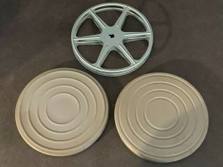Vintage Empty Metal Film Reel W/ Canisters Scherer Ez - Grip 8mm Made In Usa