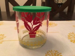 Vintage Hazel Atlas Sour Cream Jar/ Cottage Cheese Flower Pattern W Lid