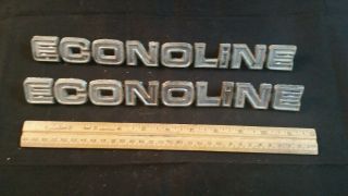 2 Vintage Ford Econoline Van Emblems Badges Script Trim Name Plate Metal
