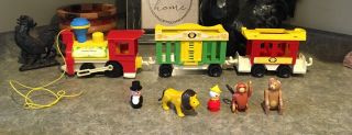 Vintage 1973 Fisher Price Little People Circus Train W/ Animals & People
