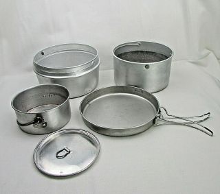 Vintage Leyse Us Nesting 5 Piece Aluminum Cook Set