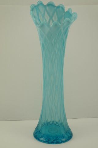Vintage Fenton Opalescent Art Glass Swung Stretch Vase Diamond Lattice Pattern