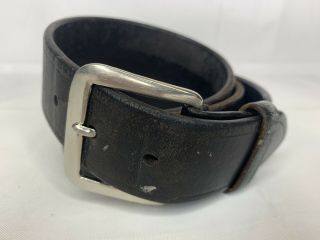 Vtg Tex Shoemaker & Sons Distressed Black Leather Belt 1.  5 " Wide 34” To 38” Long