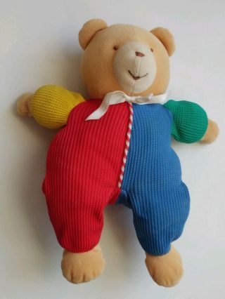 Vintage Eden Waffle Weave Thermal Teddy Bear Multicolor Primary Colors Blue Red
