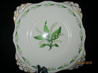 Vtg Tuscan Fine Bone China Lily Of The Valley 8 3/4” Square Plate England