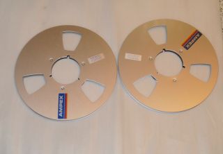 Matched Pair Ampex Metal 10.  5 " Empty 1/4 " Take Up Reels For Tape Deck