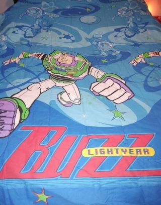 Vintage 90 ' s Disney Toy Story 2 Reversible Twin Comforter Blanket Woody Buzz 4 2