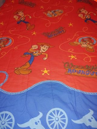 Vintage 90 ' s Disney Toy Story 2 Reversible Twin Comforter Blanket Woody Buzz 4 4