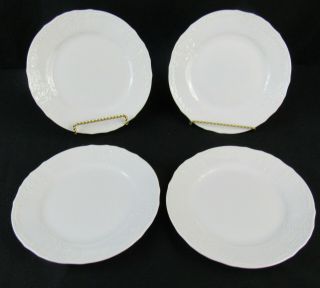 Vintage Bernadotte White Porcelaine Fine Bone China Set Of 4 Salad Plates