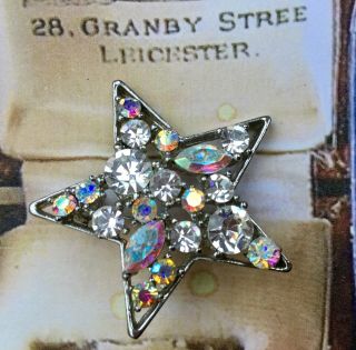 Vintage Costume Jewellery,  Lovely Sparkling Crystal,  Star Shaped Brooch