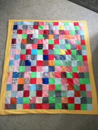 Vintage Home Made Polyester Baby Quilt 45 " X 40 "