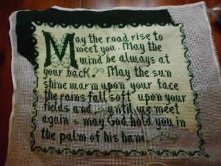 Vintage Irish Blessing Pre - Worked Needlepoint Kit Started