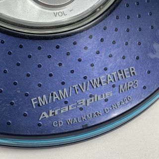 Vintage Sony Walkman PSYC D - NF420 Portable CD MP3 AM/FM Radio Weather Blue 3
