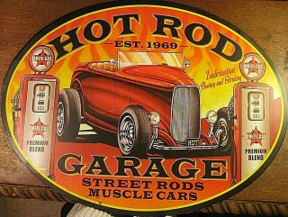Vintage Style Heavy Metal Hot Rod Garage Sign Muscle Cars Gas Oil Pump 16 "