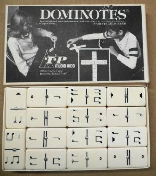 Vintage Dominotes Musical Game Reading Write Music Education Note & Rest Values