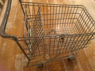Vintage,  Miniature,  Metal Grocery Shopping Cart / Basket 3