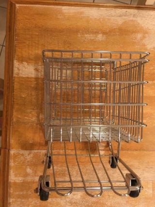 Vintage,  Miniature,  Metal Grocery Shopping Cart / Basket 5