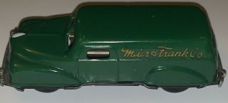 Vintage Meier And Frank Delivery Truck Van Tin Friction Japan Advertising Toy