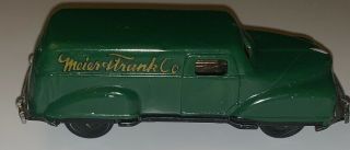 Vintage MEIER AND FRANK Delivery Truck Van Tin Friction Japan Advertising Toy 5