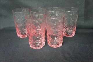 6 Vintage Senca Driftwood Pink Flat Juice Glasses 4 1/8 "