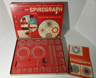 Vintage 1967 Kenner Spirograph - Red Tray - Near Complete
