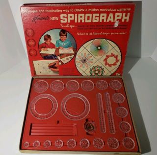 Vintage 1967 Kenner Spirograph - Red Tray - Near Complete 2